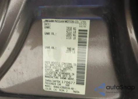 2013 Nissan Altima 2.5 Sl from USA, damaged, VIN 1N4AL3AP3DC170677